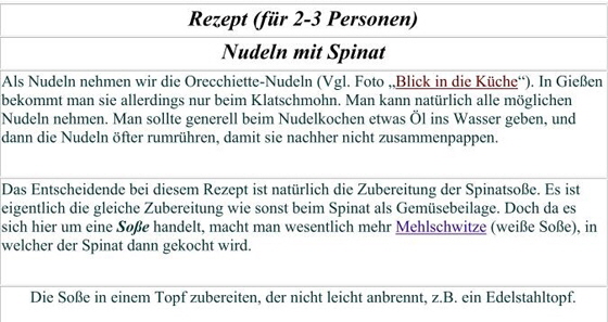 Rezept-Nudeln mit Spinat Rezept-Nudeln mit Spinat
