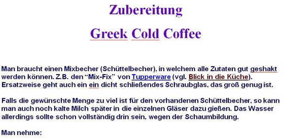 Zubereitung-Greek Cold Coffee